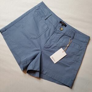 Quince Women's Size 4 NWT Stretch Cotton Chino Patch Pocket Shorts Aegean Blue
